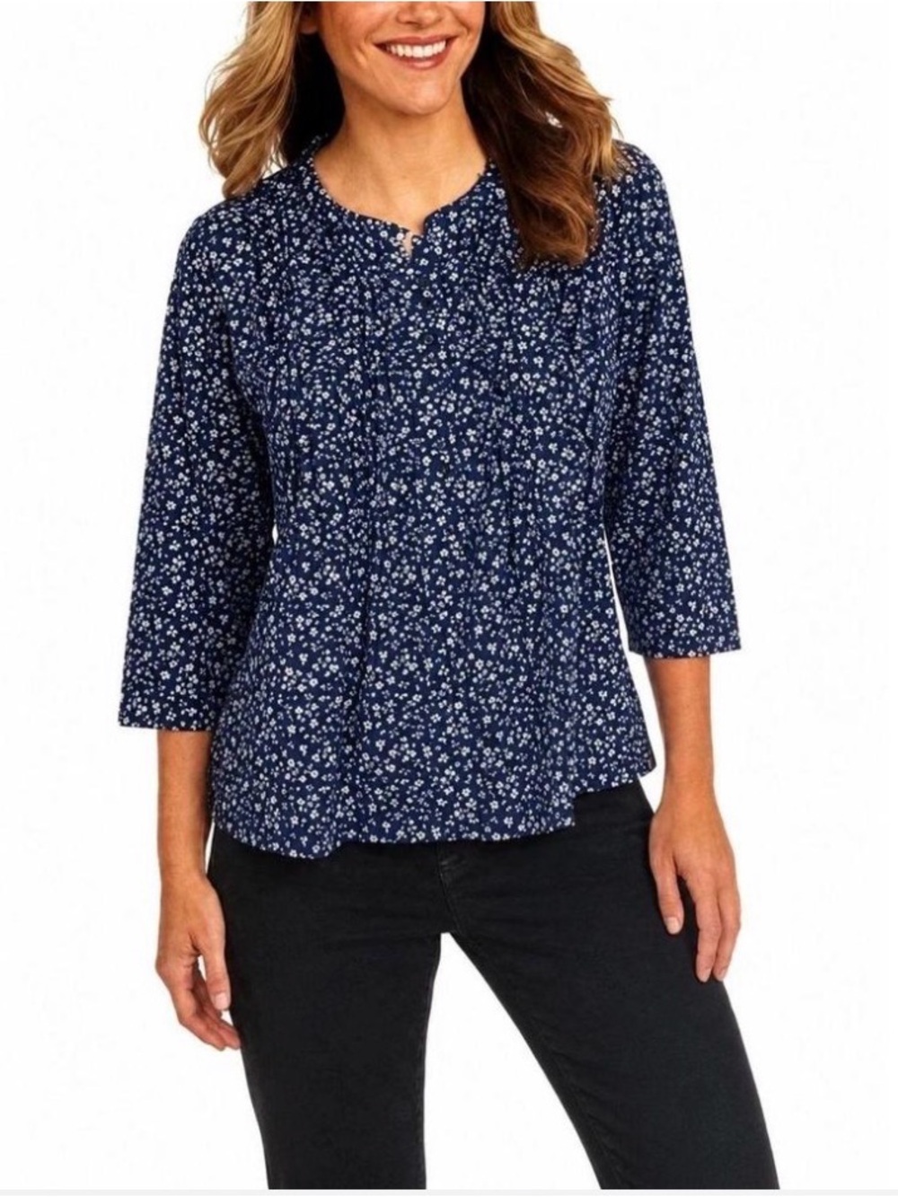 Lands’ End Button Front Pintuck Top
